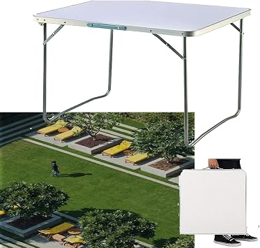 Multipurpose Camping Table,Trestle 80CM Length Folding Table Portable Aluminum Picnic Table, Heavy Duty Foldable Table with Carry Handle for Indoor Study Writing Outdoor BBQ Party Use, White