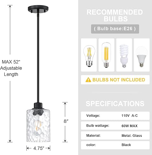 Miniatura 10 de Paquete de 3 lámparas de techo colgantes de isla de cocina industrial de granja con acabado negro para dormitorio, pasillo, comedor, entrada sobre