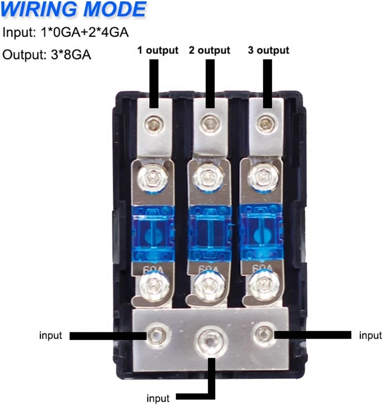 12V 60A 3Gang Zinc Alloy Automotive ANL auto Power Distribution Fuse Holder (Size : 60A, Color : 4way)