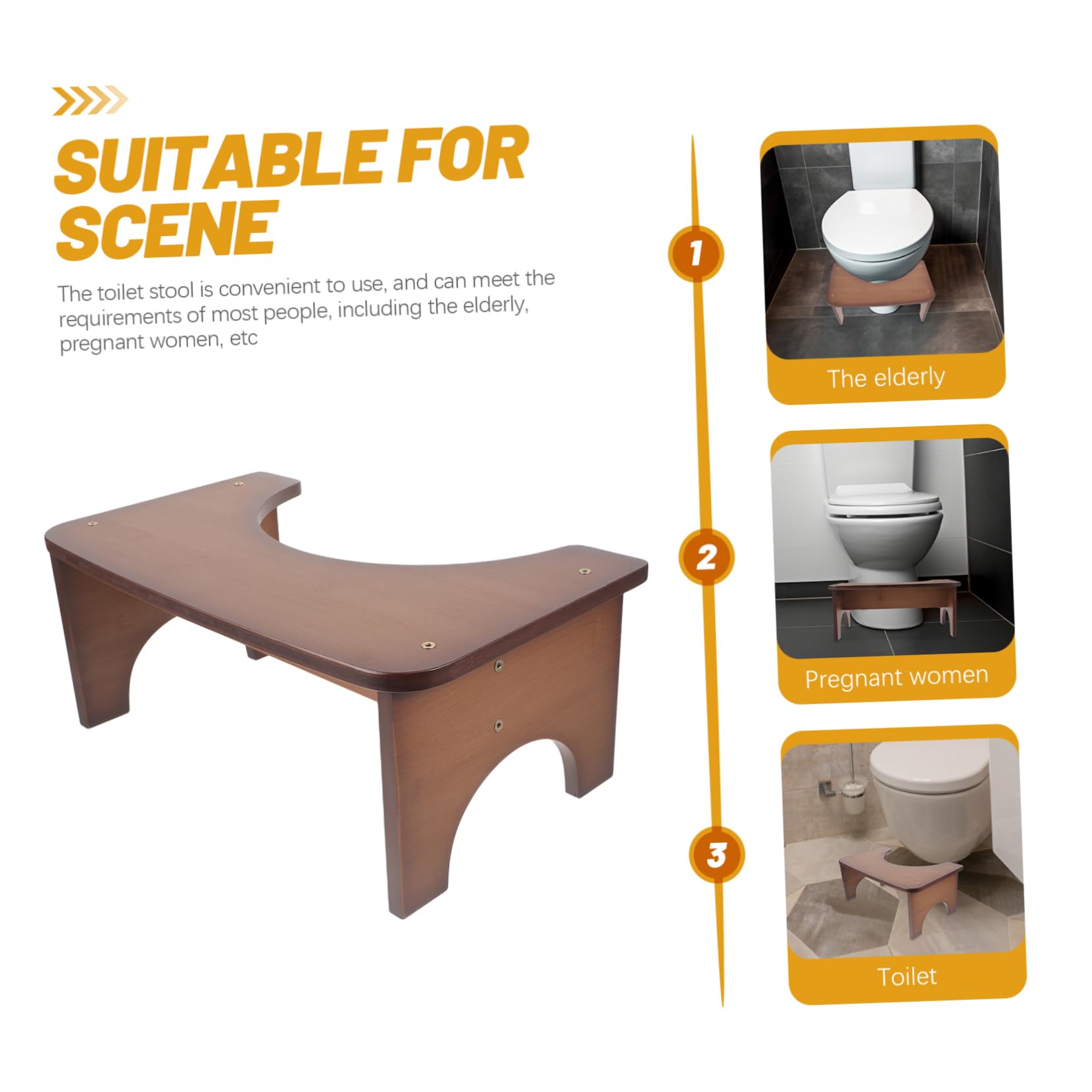 Sgabello Bagno in Bambù per Toilette, Pedana Robusta Domestica | Design Semplice ed Elegante, Uso Multi-funzione, Comodo Supporto per Postura Durante L’uso Quotidiano