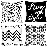 PALON Black Decorative Pillow Covers 18 x 18, Modern Design Geometric Throw Pillow Covers Set of 4...
