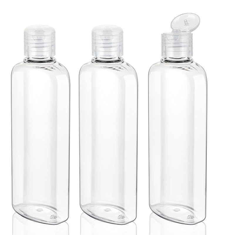 Wowang Frascos Recarregáveis de Plástico com Tampa Flip, 220 mL, Pacote com 3