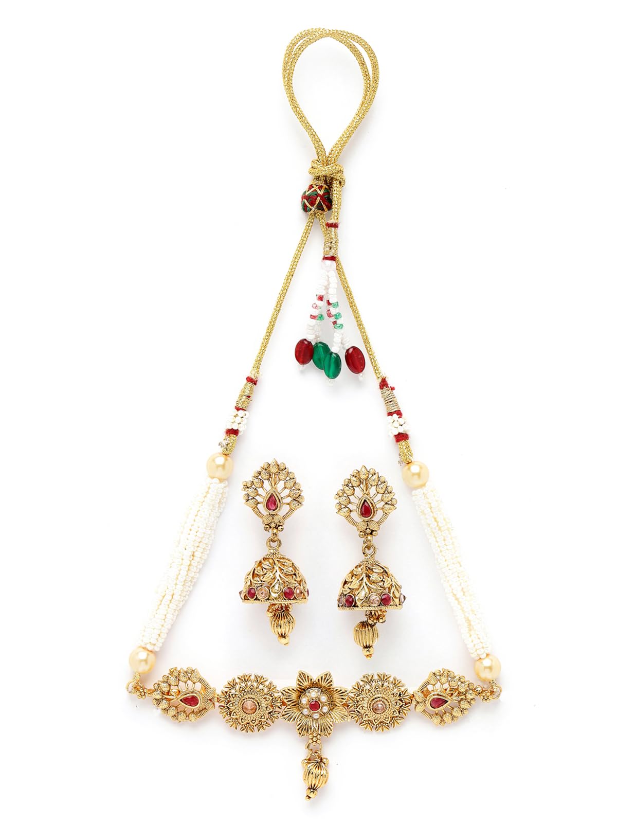Sukkhi Appealing Gold Plated Gold Beads Floral Copper Choker Necklace Set with Jhumki Earring | Jewellery Set For Women (NS105537) (B0CBBDR5F7) Amazon Price History, Amazon Price Tracker