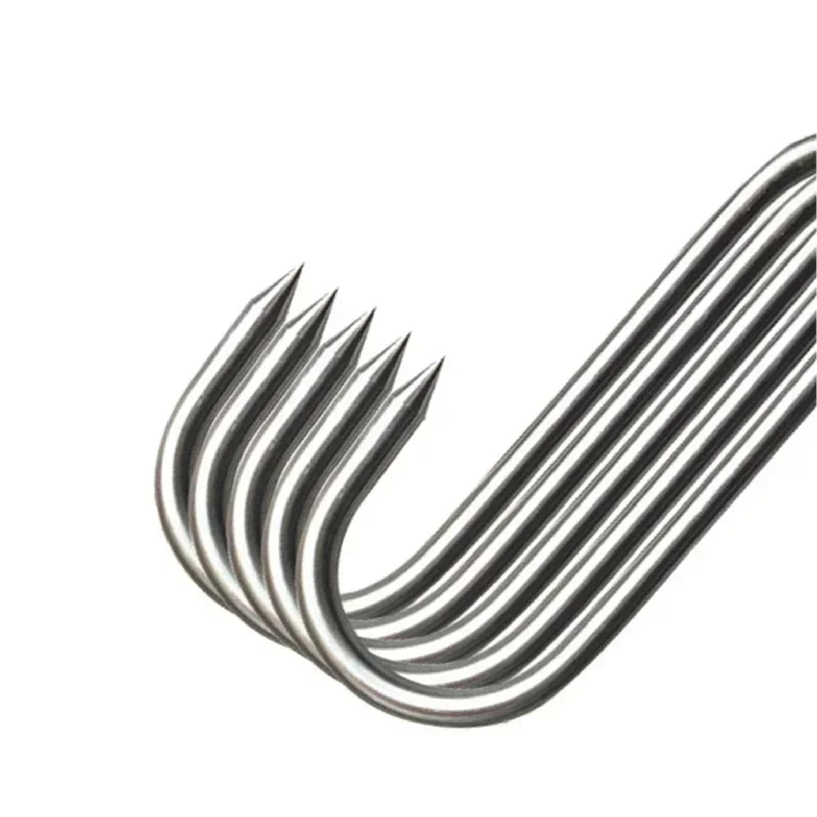 100 ganchos en forma de S de acero inoxidable con punta afilada for colgar utensilios de carne, ropa y carnicería, utensilios de cocina y repostería. Para Carnes