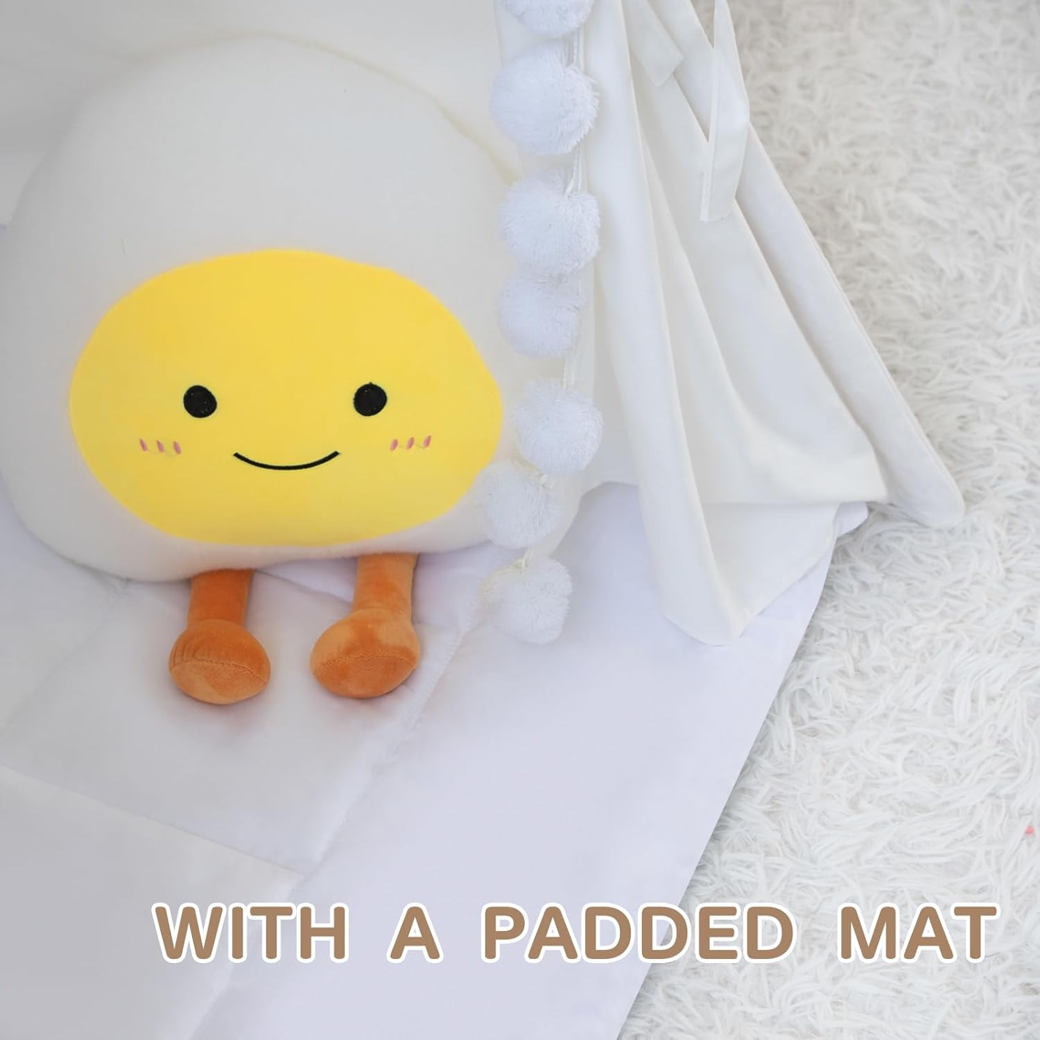 WIRHAO Teepee Tent for Kids with Padded Mat Cotton Canvas Kids Teepee with Pompom for Toddlers Indoor Play Tent for Girls Boys with Stars Lights, Carry Bag, Banner Flag (Snowman)