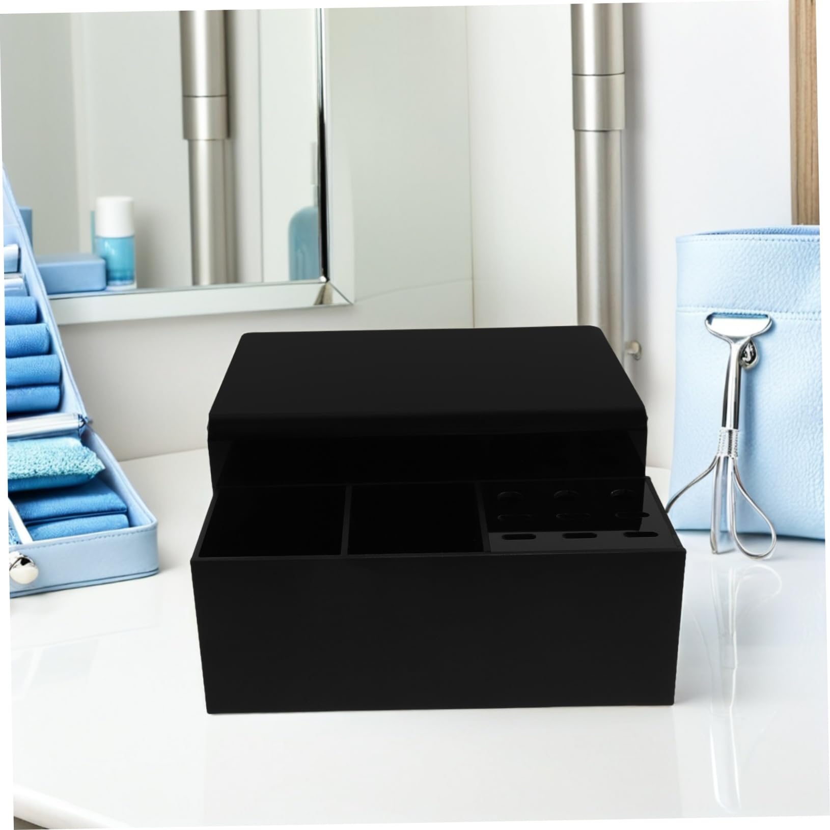 minkissy Organizador de Pestañas con Almohadilla Desmontable para Salón Estante Negro para Almacenamiento y Soporte Ergonómico de Herramientas de Extensión de Pestañas Precisión y Comodidad
