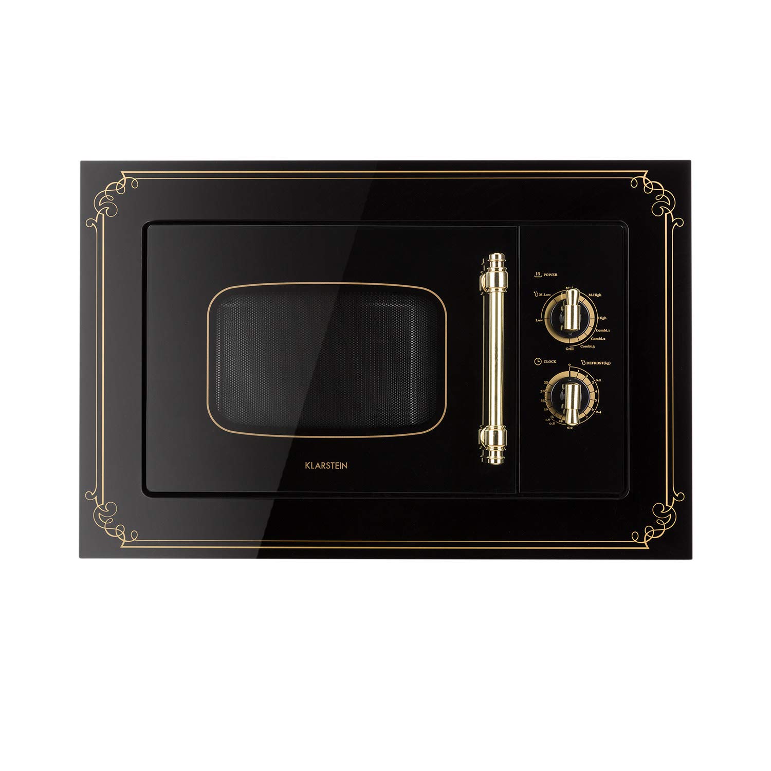 Klarstein Victoria 20 Built-in Microwave Retro Design 20L 800W Microwave 1000W Grill Power 3 Functions Stainless Steel Mounting