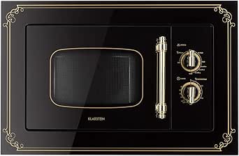 Four Micro-ondes Encastrable Klarstein Victoria 20 - Design Rétro, 20L, 800W - Ivoire