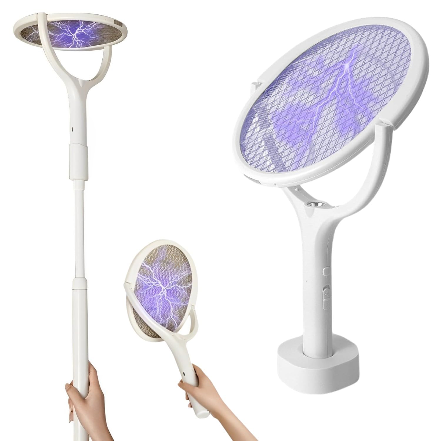 TLISMI Rotating Head USB Rechargeable Electric Mosquito Racket with Base Stand & Telescopic Extension Wand Handheld Bug Wasp Catcher Bat Indoor Fruit Fly Zapper Mosquito Swatter Killer Lamp for Home (B0D9QRKWGT) Amazon Price History, Amazon Price Tracker