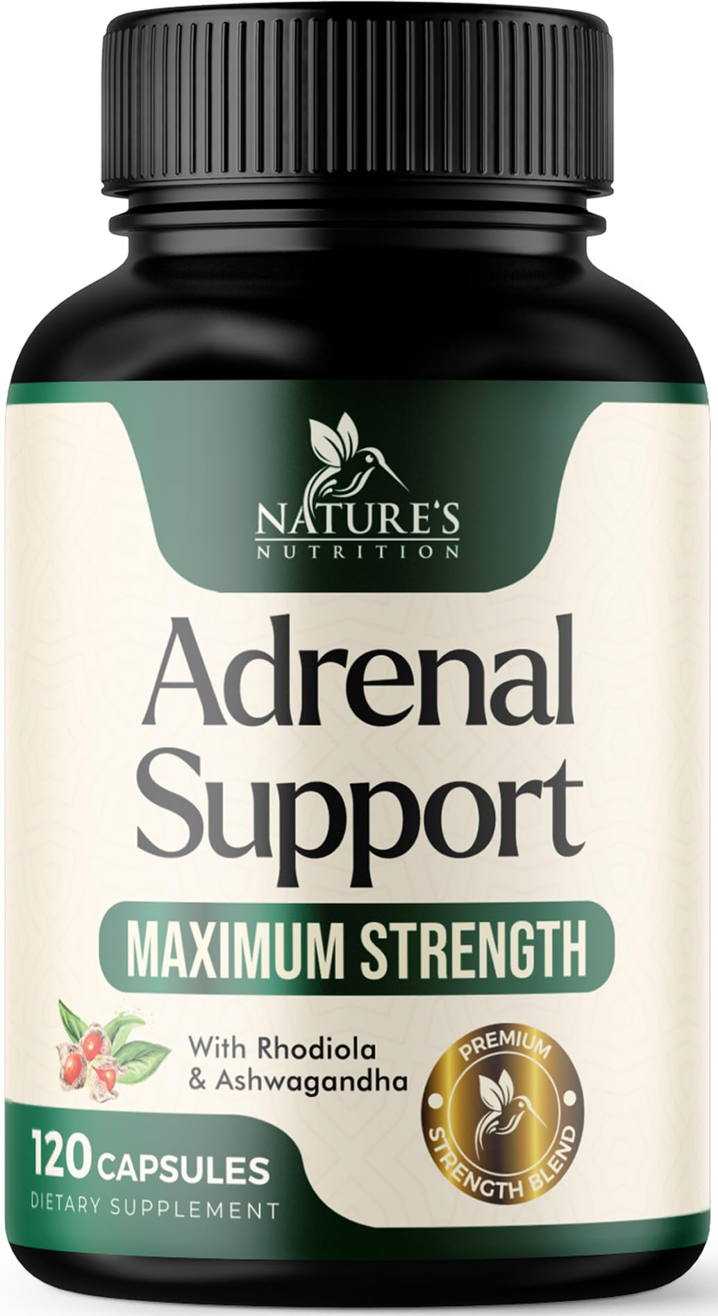 Adrenal Support Supplements - Ashwagandha & 10 Adaptogenic Herbs including Rhodiola Rosea, Holy Basil – Adrenal Supplement Support for Balanced Energy, Adrenal Fatigue, Calm, Relaxation – 120 Capsules