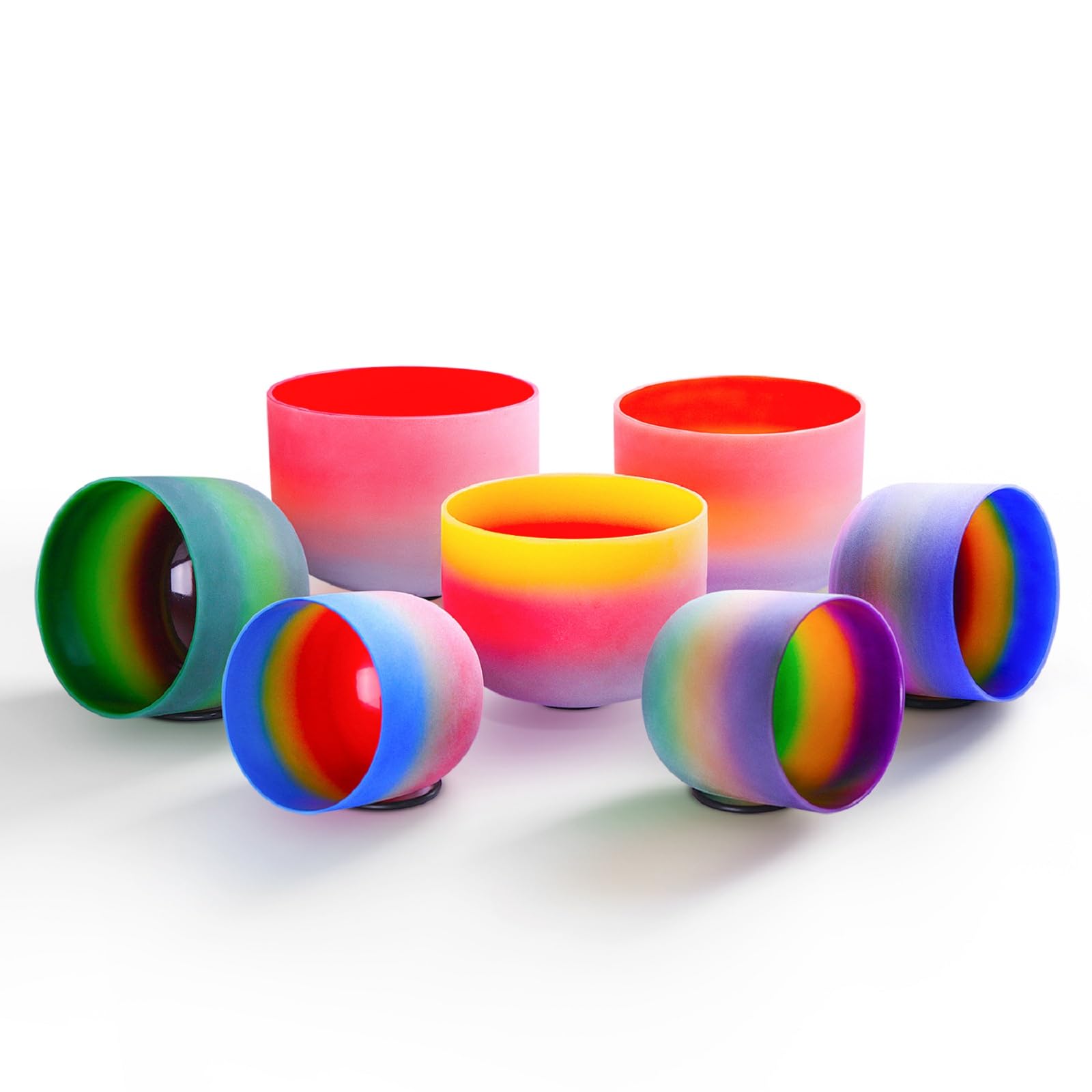 KVKA Set di ciotole sonore di cristallo, 7 – 12 pollici, 432 Hz, colori arcobaleno, al quarzo, Chakra, Sound Healing, per yoga, meditazione, rilassamento, antistress con borsa per il trasporto
