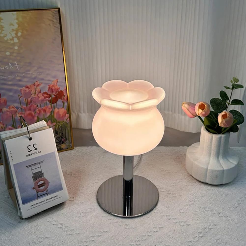 Lampa stołowa LED z przełącznikiem ściemniania, szklany klosz, lampa nocna, nowoczesne oświetlenie biurkowe, kabel wtykowy USB, dekoracyjna lampka nocna