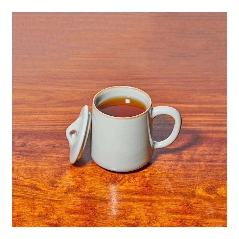 Kubek do kawy, 14 Oz Solid Color Handmade Chinese Ceramic Mug With Lid With Handle Office Home Tea Cup For Men And Women Models.