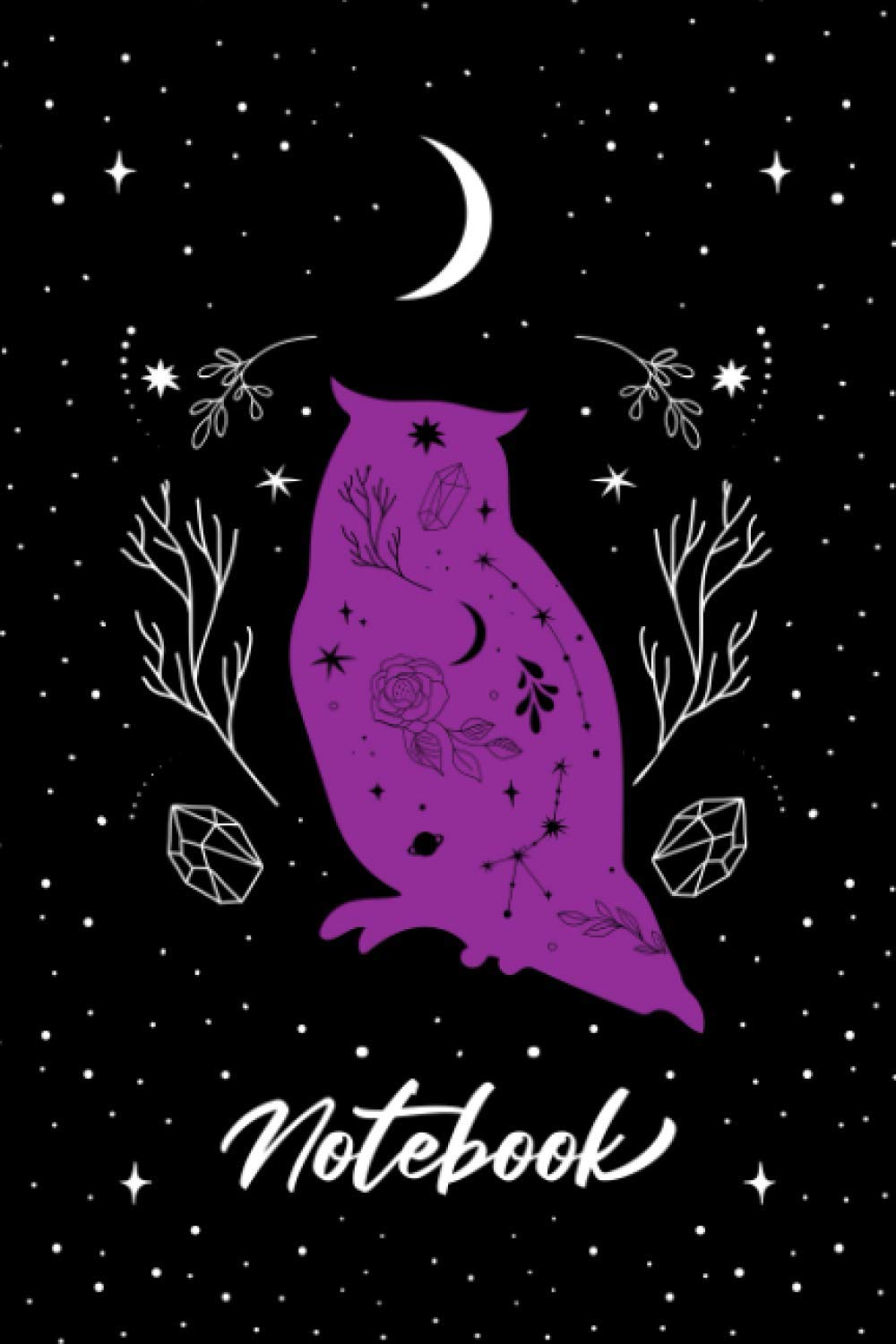 Notebook: Magic Purple Night Owl Moon Journal - Lined Notebook Journal, 6 x 9", 110 Pages
