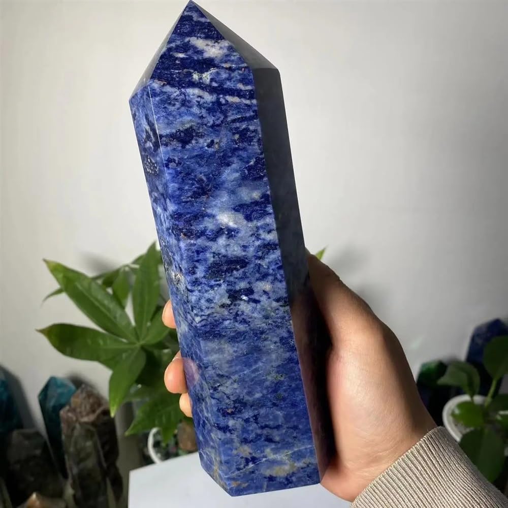 KatLin Beautiful Natural Crystal Energy Tower Blue Square Natrium Wand Reiki Healing Ornaments (Size : 80-100g)