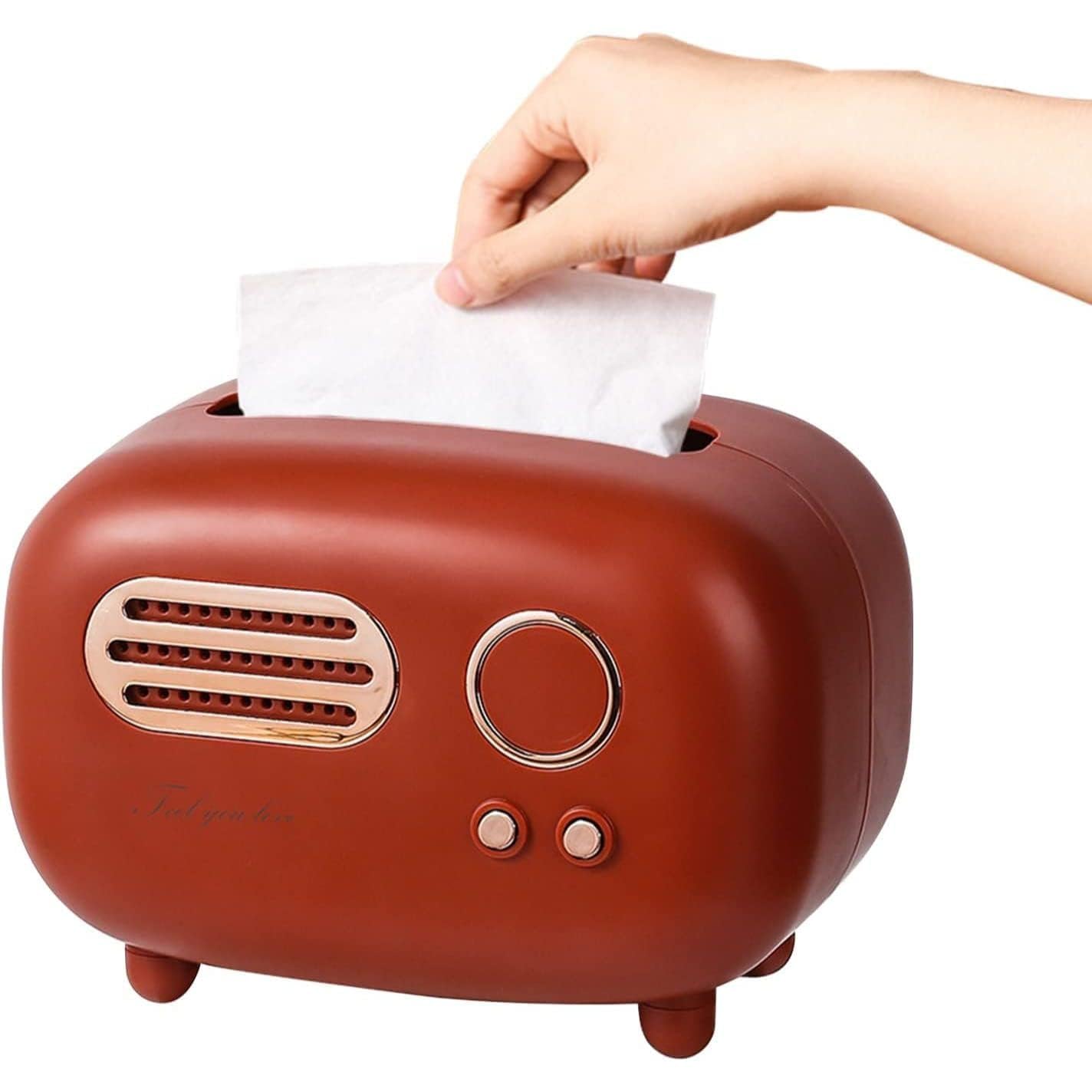 Karomouj Tissue Paper Box Holder – Vintage Retro Tissue Box Holder for Home with Supportive Legs for Living Room, Bedroom, Kitchen, Car & Office – Multicolor Tissue Organizer - Red-image-6