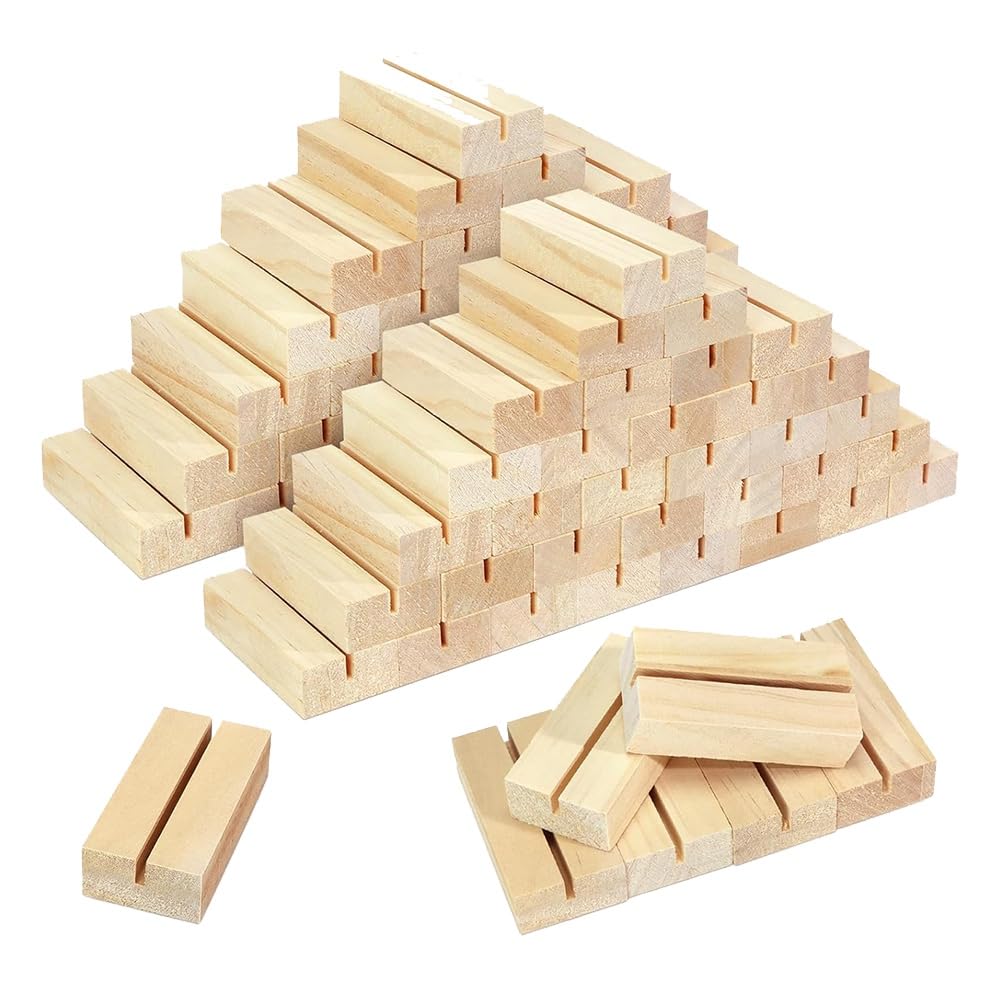 Jnchdghwa Wood Table Number Stands 40 Pieces for Ceremony Picture Holder Wood Place Card Holders Acrylic Sign Holdersr for Birthday