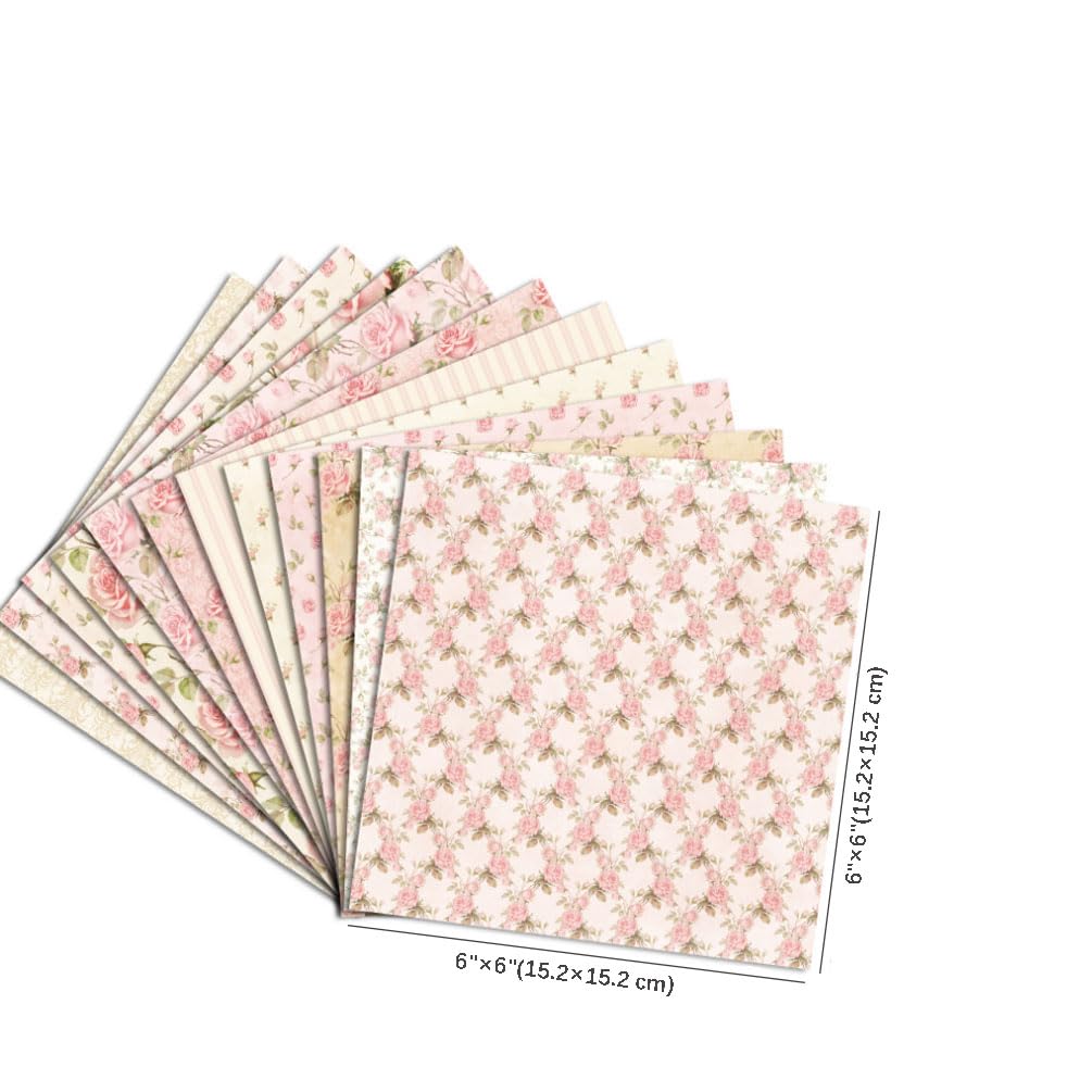 Papel para álbumes de recortes, Paquetes de papel con patrones de una sola cara de 6" x 6", 48 hojas, 12 diseños, papel decorativo for manualidades, álbumes de fotos, tarjetas, suministros for hacer á