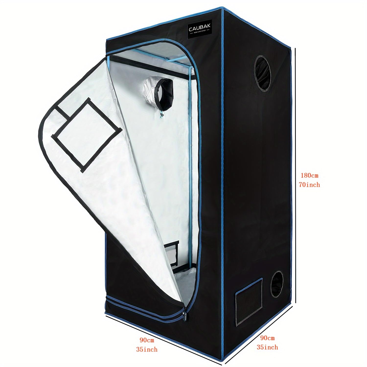 caubak grow tent Hydroponic Mylar Water-Resister Reflective Garden Growing Dark Room with Observation Window, Removable Floor Tray and Tool Bag for Indoor Plant Growing (35