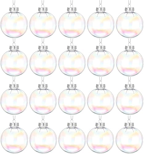 Miniatura 1 de 20 bolas de plástico iridiscente de Navidad transparentes rellenables de 2.36 pulgadas, decoración para árbol de Navidad, cumpleaños, boda, fiesta y