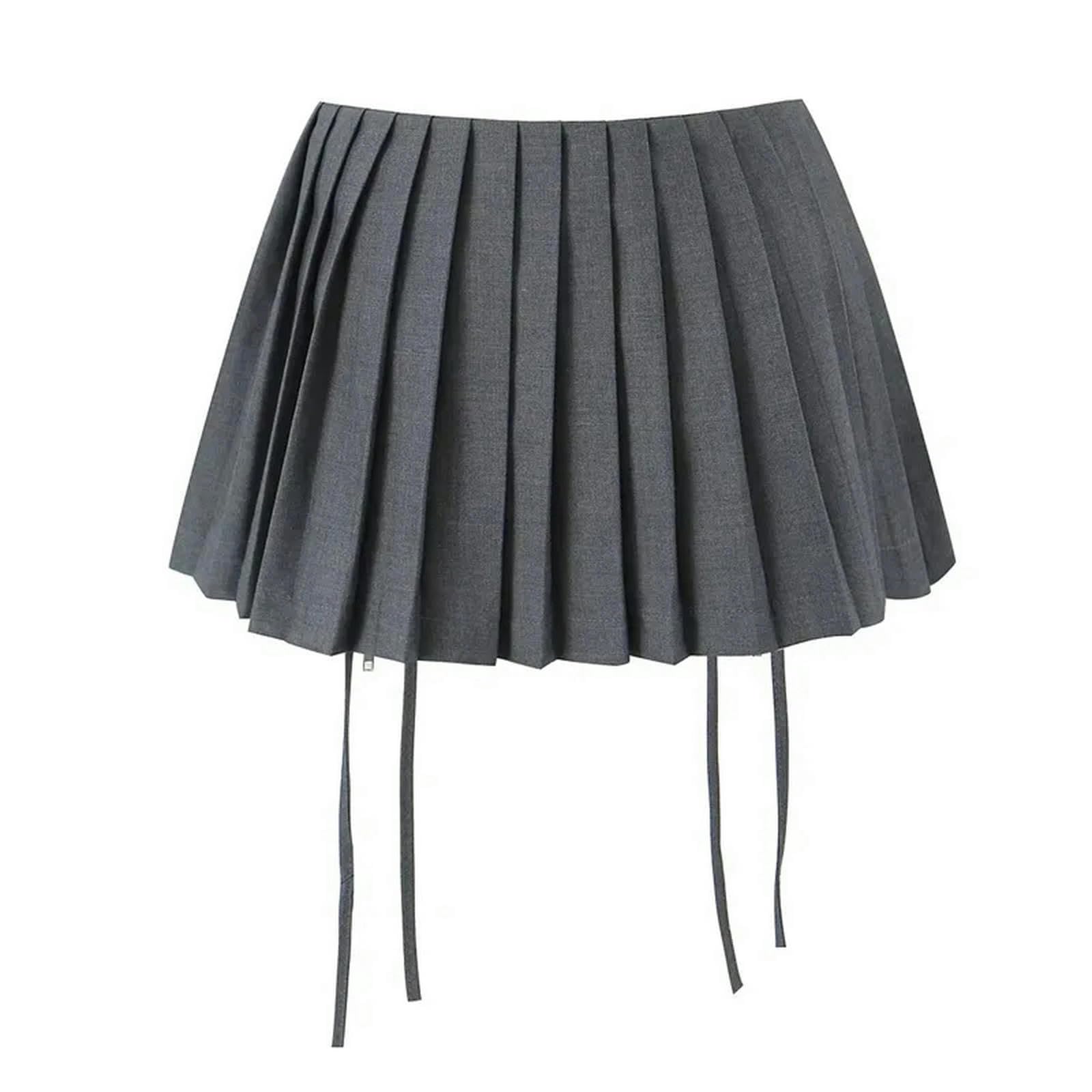 Czarna spódnica plisowane mini spódnice dla kobiet preppy streetwear hot girl zamek bandaż slim split krótkie spódnice