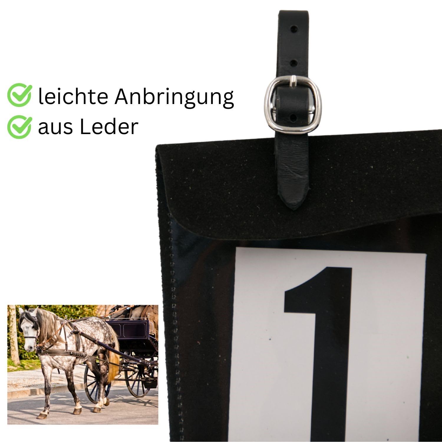 AMKA Fahrgeschirr Startnummerntasche aus Leder 2- stellig
