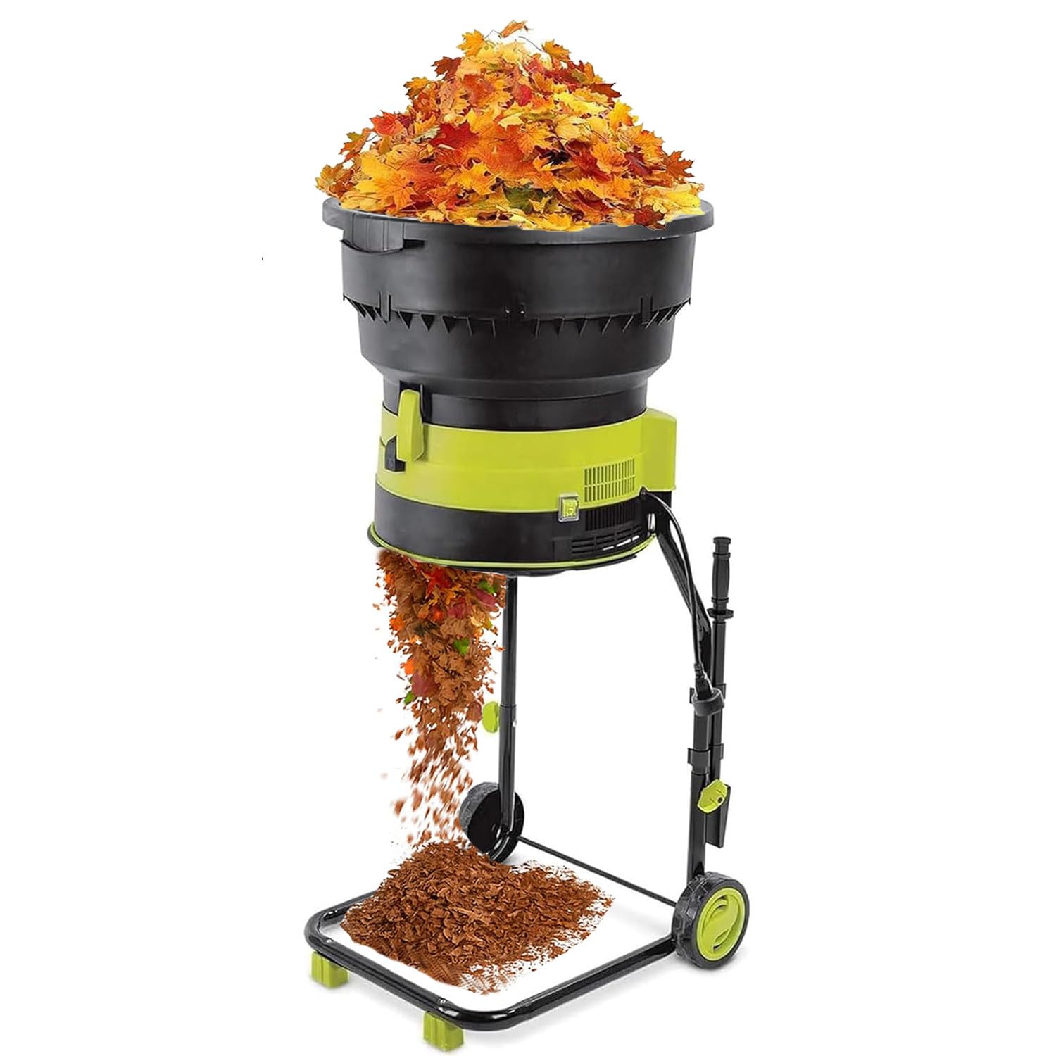 Trituradora de hojas sin cuchillas, trituradora de jardín de 2500 W, 8000 RPM, embudo de 54 cm, para limpieza de patio y compostaje