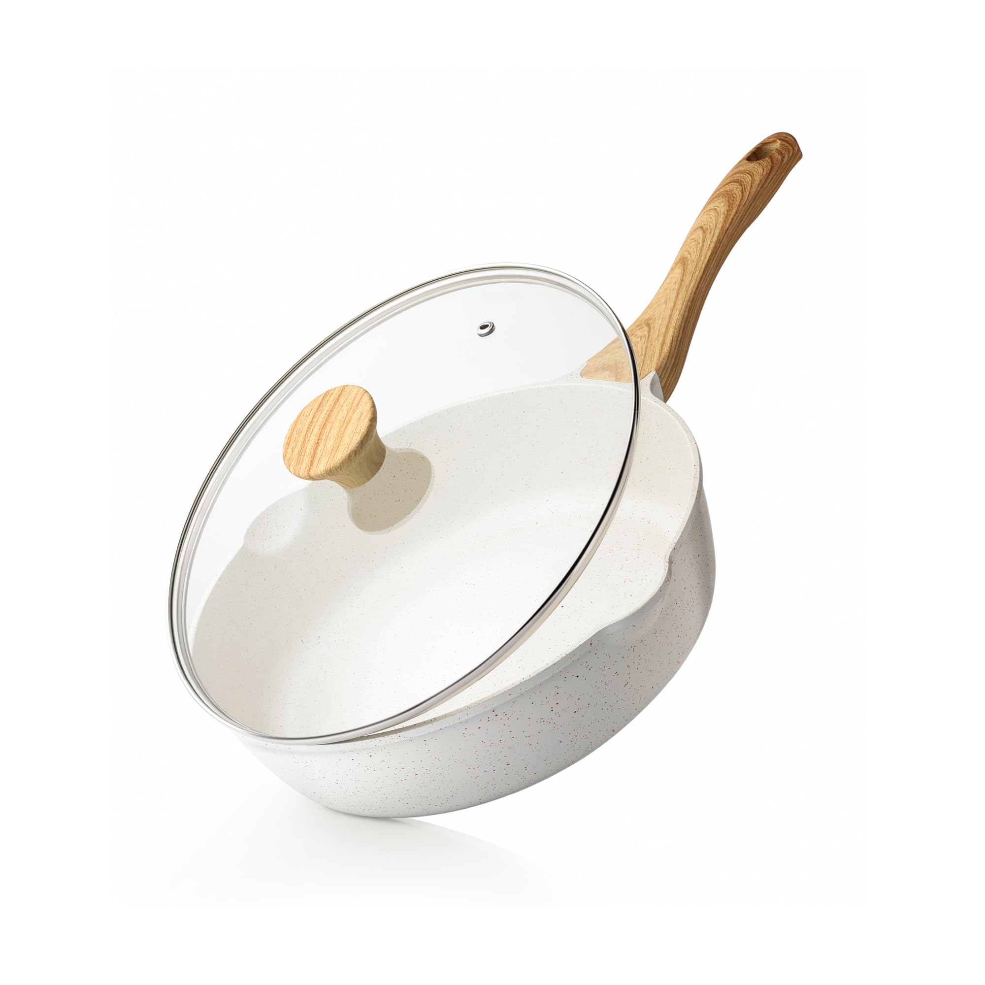 SENSARTE 深型フライパン 28cm 蓋付き マーブルコート IH/ガス火…