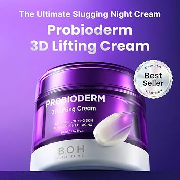 [Cardi B's Pick] BIOHEAL BOH Probioderm 3D Lifting Cream 1.7 fl oz - Advanced Korean Facial Night Cream with 17-Peptide Complex & Probioderm for Face and Neck, Butter-Rich Texture for Perfect Slugging