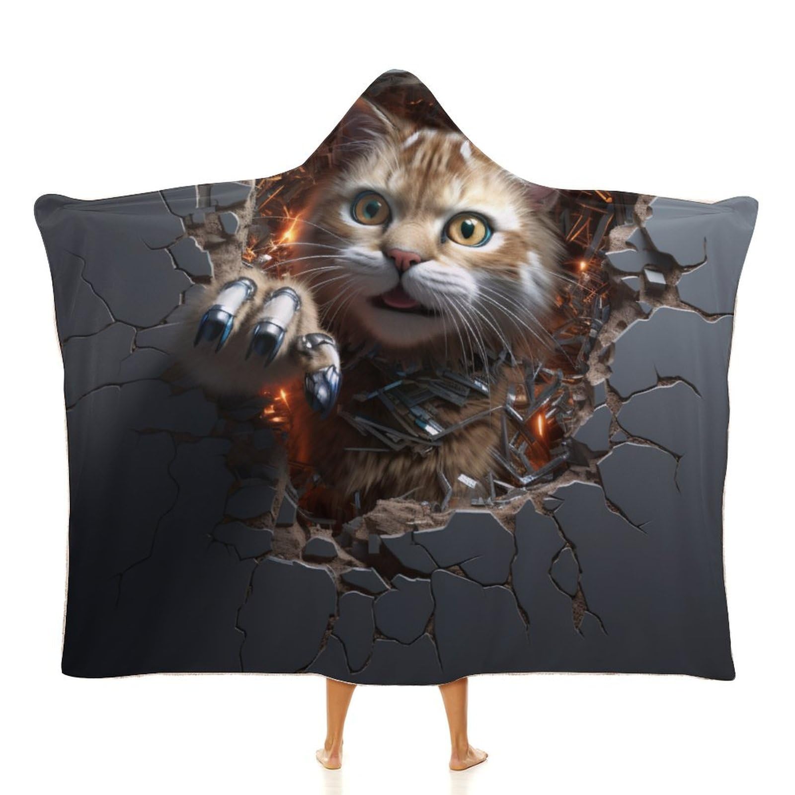 3D Animal Crack Wall Decke Mit Kapuze Weich Wohndecke Kuscheldecke Schlafdecke Sofadecke Plüschdecke Pelzdecke Printdesign Couchdecke Wearable Decke Für Erwachsene Kind 60"x80"