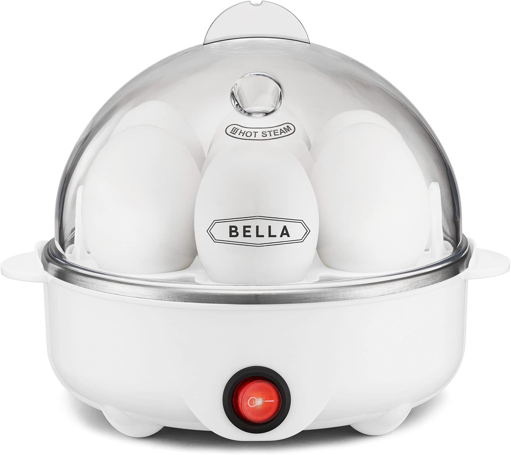 BELLA Rapid Electric Egg Cooker and Omelet Maker with Auto Shut Off, for Easy to Peel, Poached Eggs, Scrambled Eggs, Soft, Medium and Hard Boiled Eggs, 7 Egg Capacity Tray, Single Tier, White