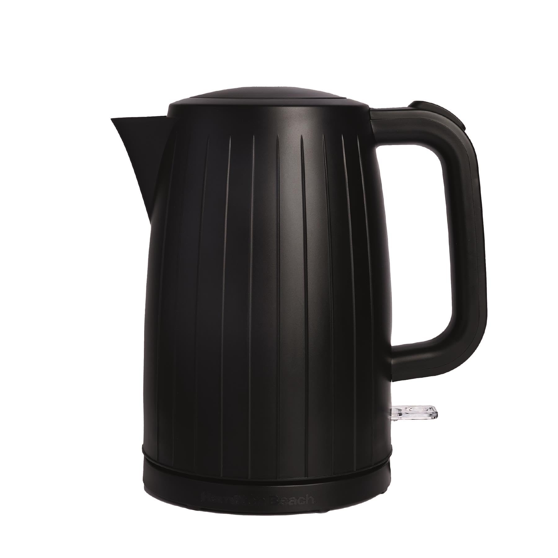 Hamilton Beach Electric Kettle, Stealth, 1.7L, Fast Boil, Auto Shut Off, Overheat Protection, Water Level Window, Built-in Filter, Integrated Cord Storage, 3000W - HBK8522B, Matte Black