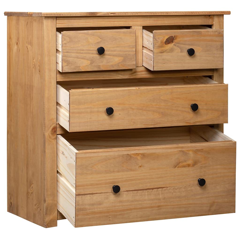 Aparador de madera maciza, 80 x 40 x 83 cm, de pino Panamá, natural, para cocina, pasillo, salón, dormitorio, rústico, resistente, ahorra espacio