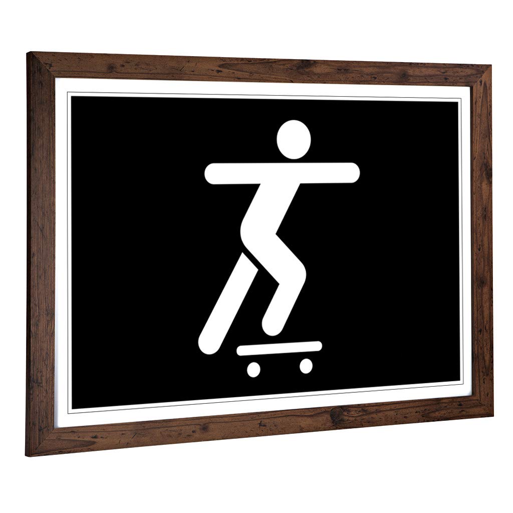 Big Box Art Framed Print of Skateboard Sign (2) Design | Wall Art Picture | Home Decor for Kitchen, Living, Dining Room, Lounge, Bedroom, Hallway, Office, Walnut, A2 / 24.5x18 Inch / 62x45cm