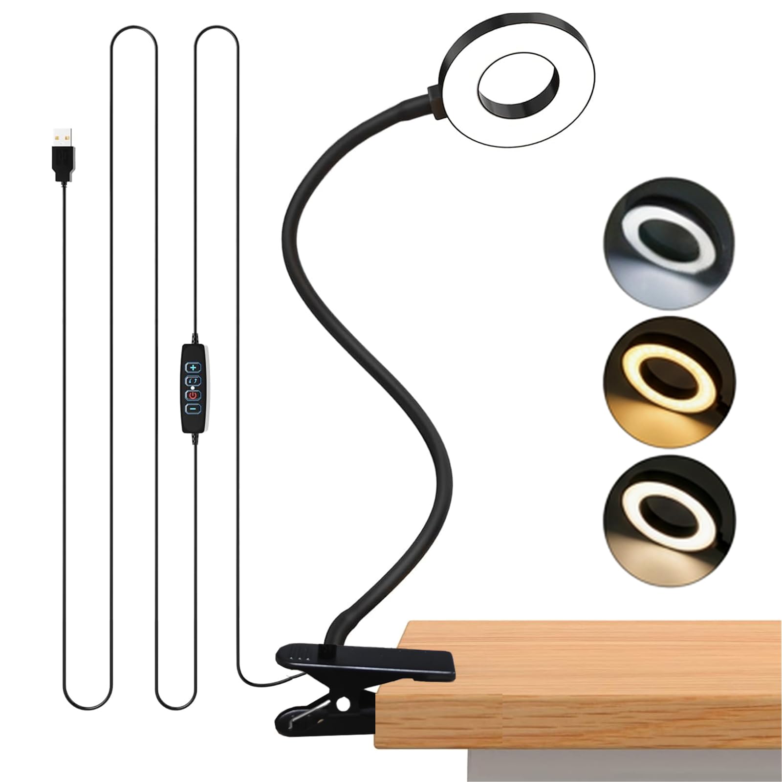 USB Clip on Light for Bed Headboard, 48 LED Reading Lamp with Flexible Gooseneck, 3 Color Modes & 10 Brightness, Aluminum Head for Fast Cooling, Clamp Desk Lamp for Dorm, Craft, Work-image-45