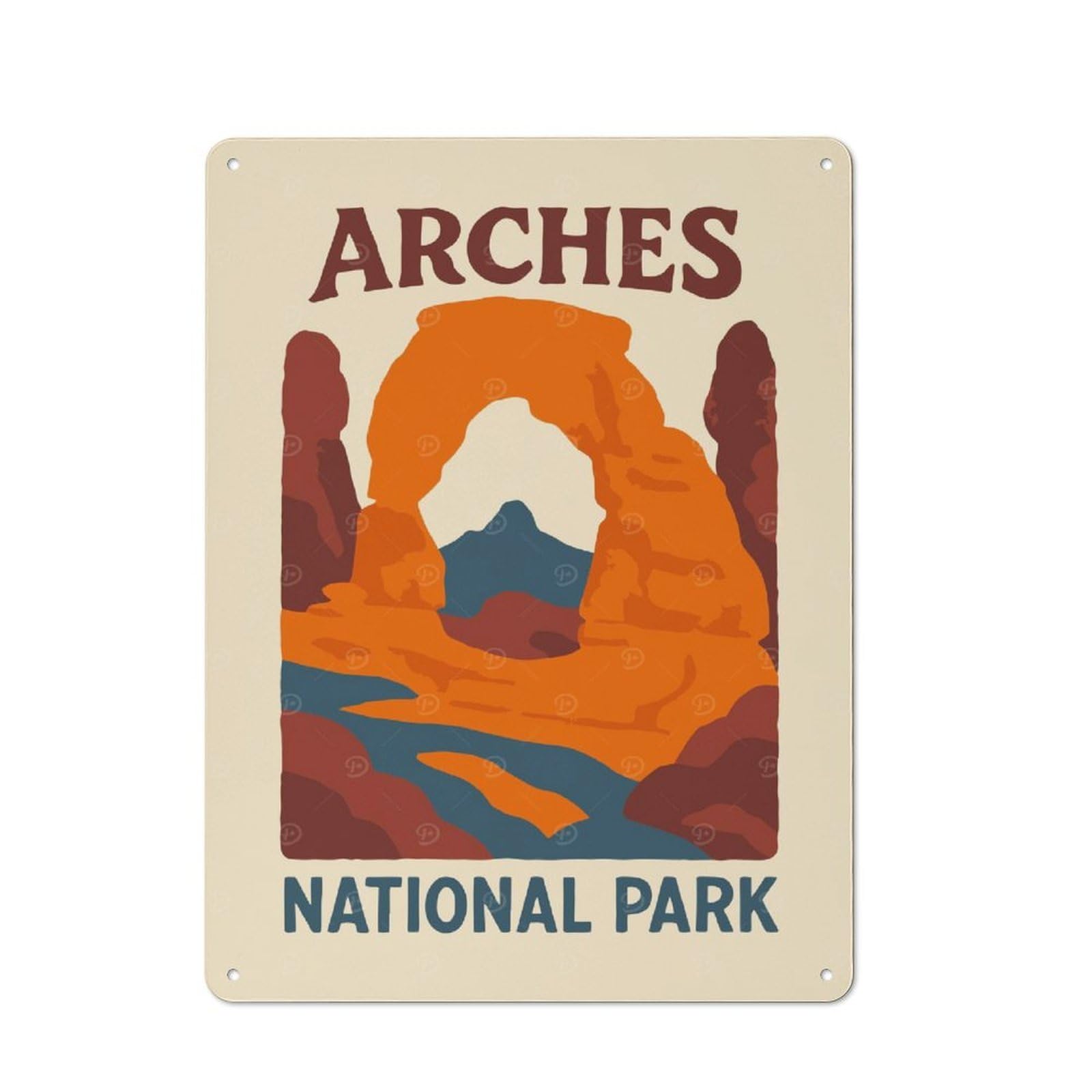 Junmoney Style-11 Metal Wall Sign 40X30cm Featuring Arches National Park Travel Poster For Hallway Wall, For Hallway Decor Lovers, For Retro Home Interiors
