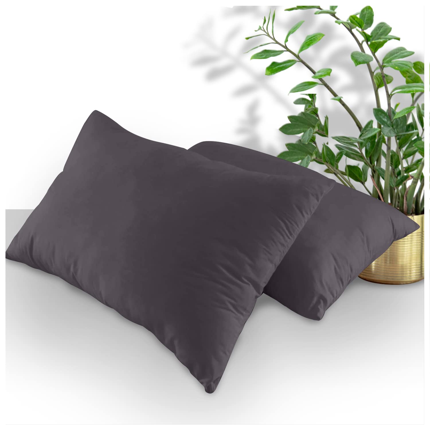Gaveno Cavailia Plain Housewife Pillowcases CharcoalPair