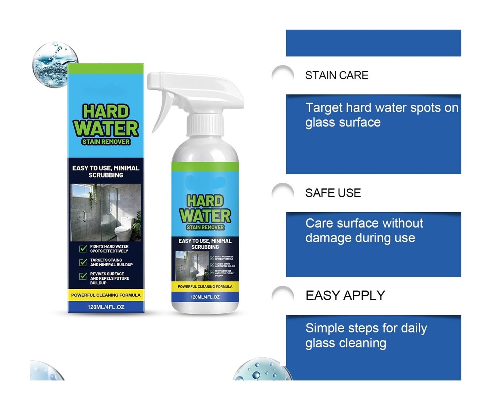 Eliminador de sarro de agua for parabrisas, 120 ml, for mantenimiento diario, limpieza y un acabado brillante(4pcs)