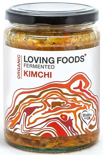 Loving Foods *Organic & Made in the UK* Kimchi (475g) Raw, Unpasteurised & Bursting with Beneficial Live Bacteria (1 x Jar)