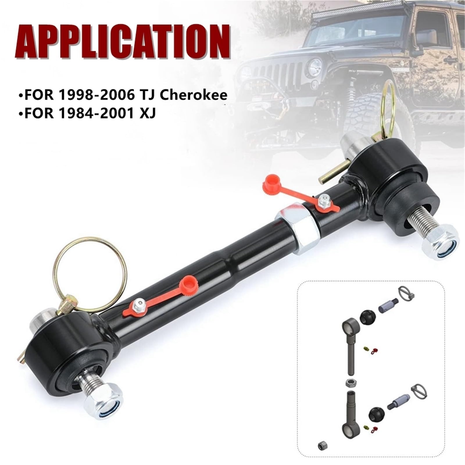 Stabilizator samochodowy Pasuje do Wrangler 1998-2006 TJ Cherokee 1984-2001 Z podnośnikami 2,5" - 6" Przednie łączniki stabilizatora Szybsze rozłączanie
