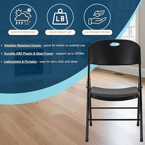 Miniatura 3 de EZONE (2 sillas plegables de plástico resistente para adultos, asientos portátiles al aire libre para bodas, eventos, fiestas, patio trasero, patio