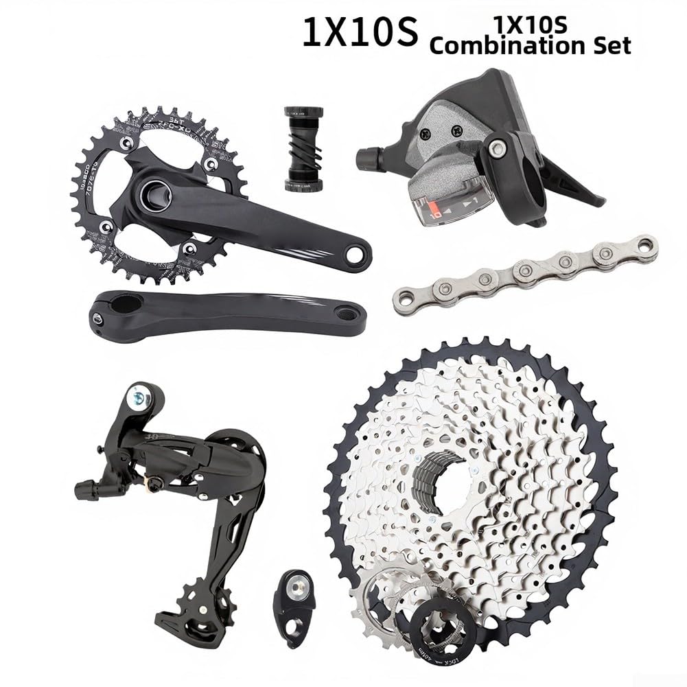 Juego de transmisión de 10 velocidades para bicicleta de montaña, plato hueco integrado, bielas 32T/34T/36T con casete de 50T, palanca de cambios de calidad y desviador trasero para una suavidad suave