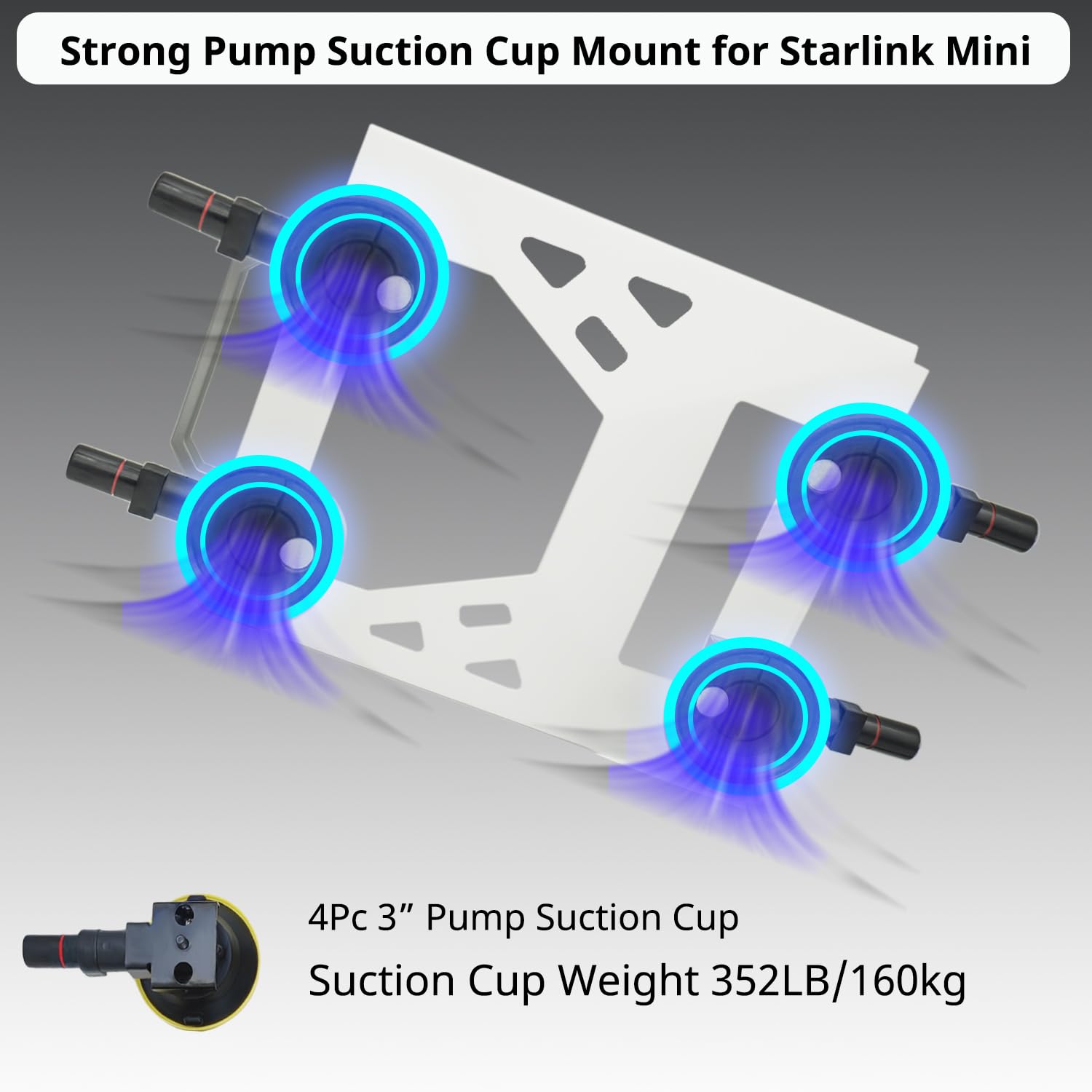 Metal Resistente Bomba Ventosa Compatible con Starlink Mini - Resistente de 3 '' Ventosa para Coche/Autocaravana/Barco -Seguro, Resistente a La Intemperie, Resistente Las Vibraciones Soporte