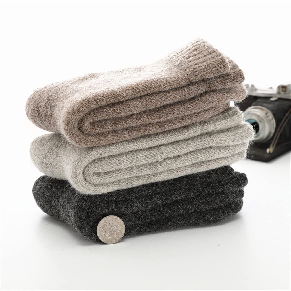 Chtom 5 Pares de Calcetines de Invierno Hombres súper Gruesos termosocks sólidos de Lana Calcetines de Conejo contra Nieve frío calcetín Caliente (Color: 5 Pares Tamaño: 7.5-11 Pulgadas)