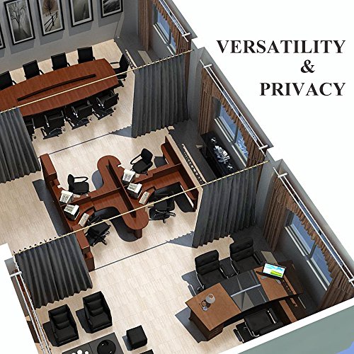 Image of NICETOWN Room Dividers Curtains Screens Partitions, Premium Heavyweight Laundry Room Divider for Office, Vintage and Sliding Room, Including 16 Silver Ring Top (1 Panel, 15ft Wide x 8ft Long, Gray)