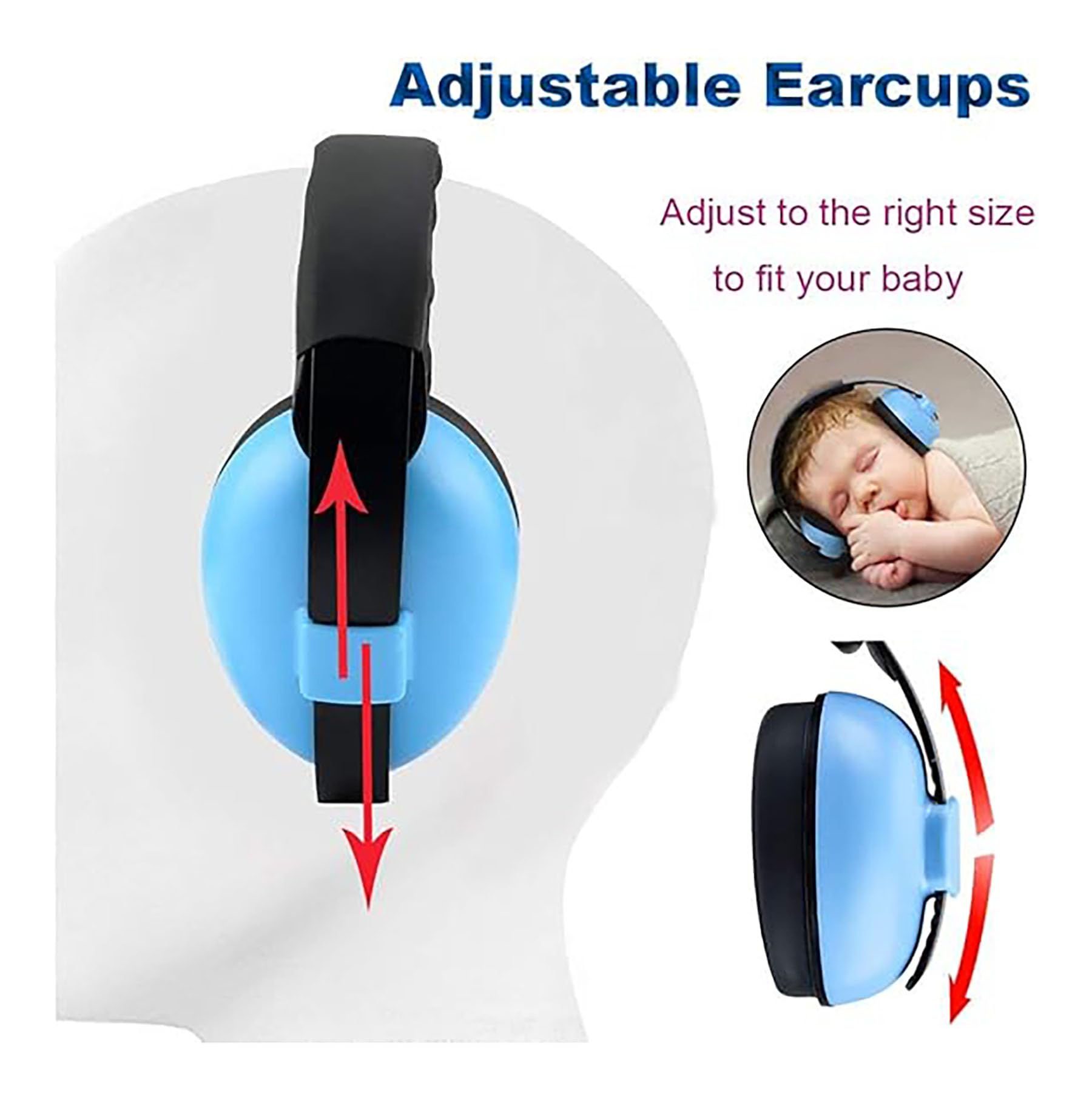 Baby Noise Cancelling Headphones - Kids Ear Muffs for Airplane, Travel, Sleep, Loud Environments - Infant & Toddler Ear Protection, Comfortable Noise Reduction Ear Muffs (BLUE) 1