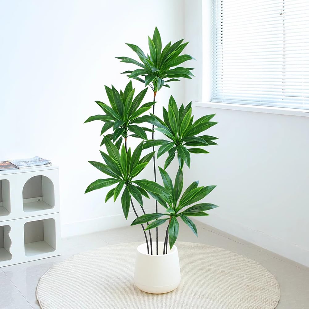 SWENEEN Indoor High-Simulation Artificial Dragon Blood Tree,150/180Cm High,With Flower Pot,Large Imitation Floor Plant,Indoor Potted Imitation Tree,For Home Decoration,D High 150,A High 150cm