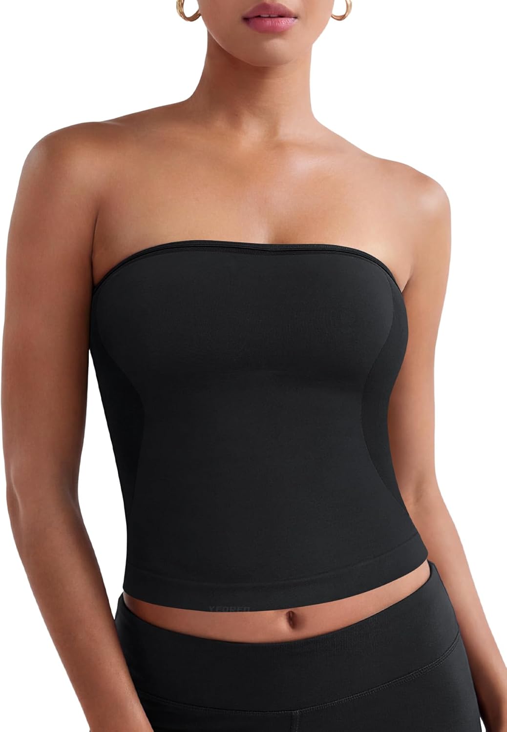 YEOREO Womens Workout Strapless Tube Top Zannie Going Out Seamless Padded Tank Tops Gym Yoga Light Support