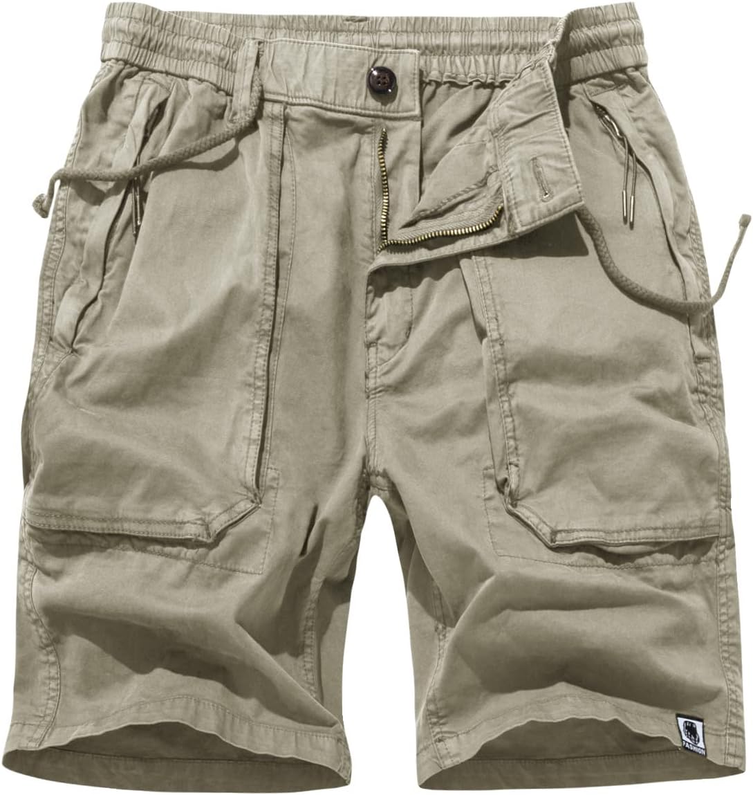 FOURSTEEDS Women's Drawstring Waist Cotton Big Pocket Lightweight Sport Outdoor Hiking Camping Bermuda Cargo Shorts