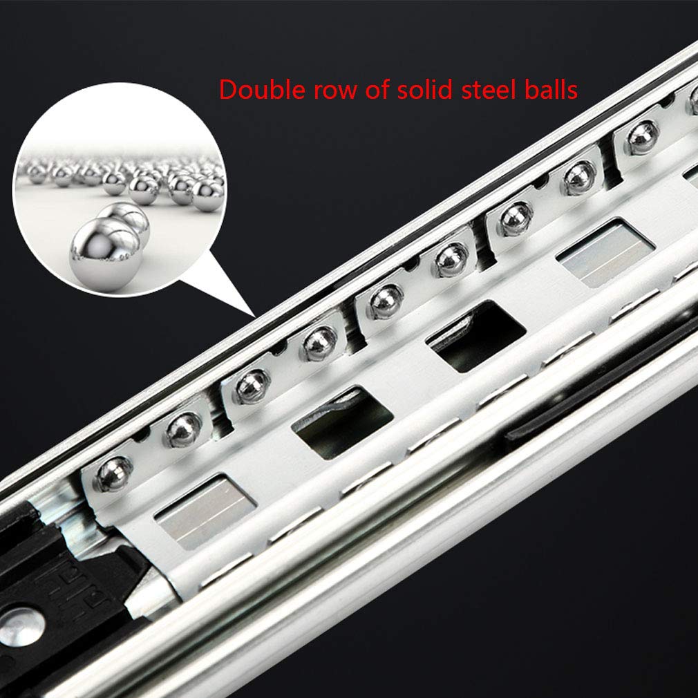 1 Paire,Résistante Coulisses de Tiroir,Rails de Sourdine À Trois Sections,Rail Coulissant et Dispositif de Sécurité 120kg/265lbs,Coulisses Commode Acier Laminé À Froid (500mm(20inch))